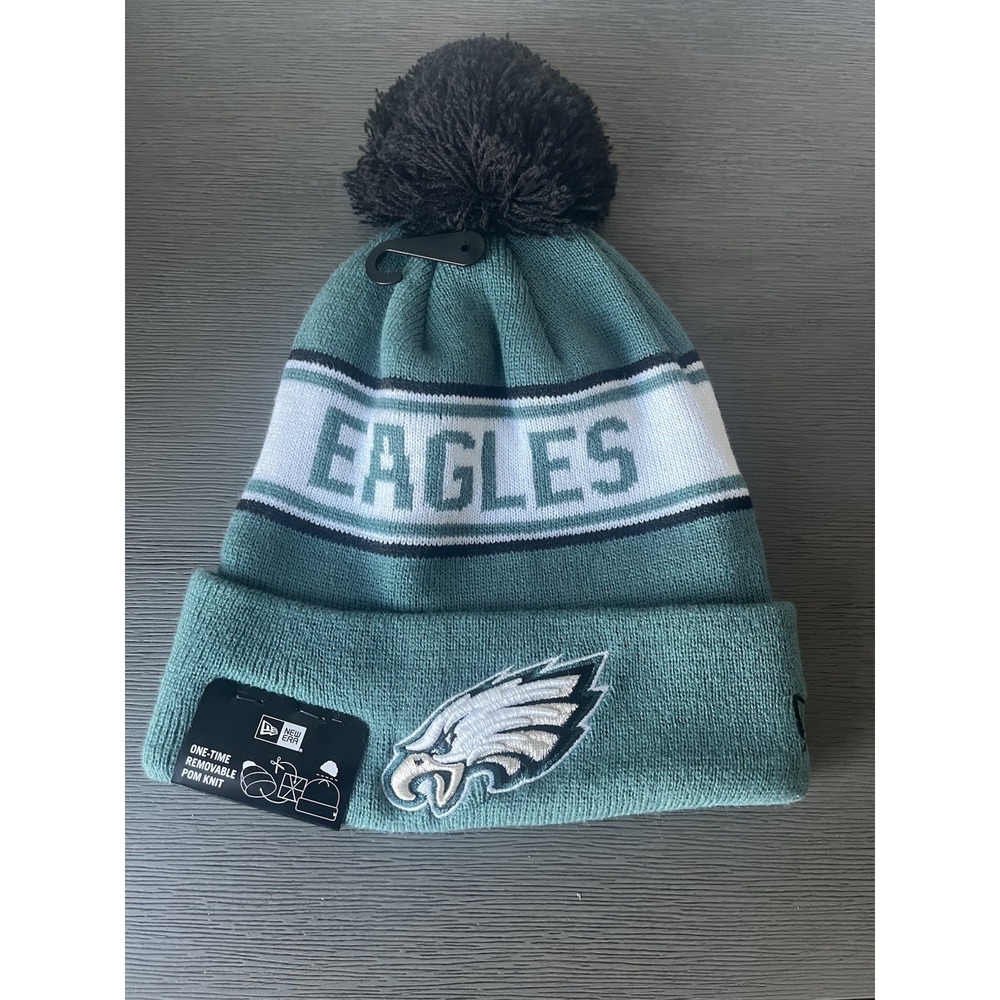 Philadelphia Eagles New Era Black Green White Striped Cuffed Knit Hat Beanie NWT